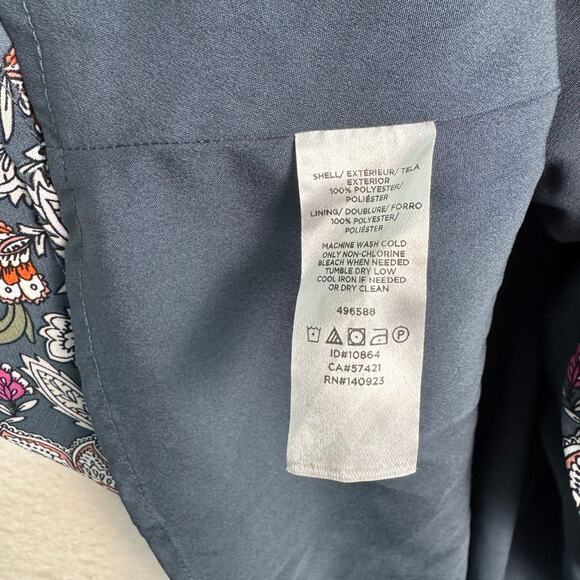 Loft Ann Taylor Dark Paisley Floral Gray Button Down Sundress Size 6 Sleeveless - Picture 8 of 8